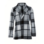 Plaid Button Down Long Sleeve Lapel Coat, Fashion Winter Blazer, Women's Clothing