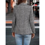 Double Breasted Lapel Blazer, Elegant Long Sleeve Blazer For Office & Work, Women's Clothing
