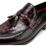 Men's Tassel Loafer, Classic Casual Dress Shoe, Black Smooth Leather Tassel Slip-on Penny Loafer for Mens